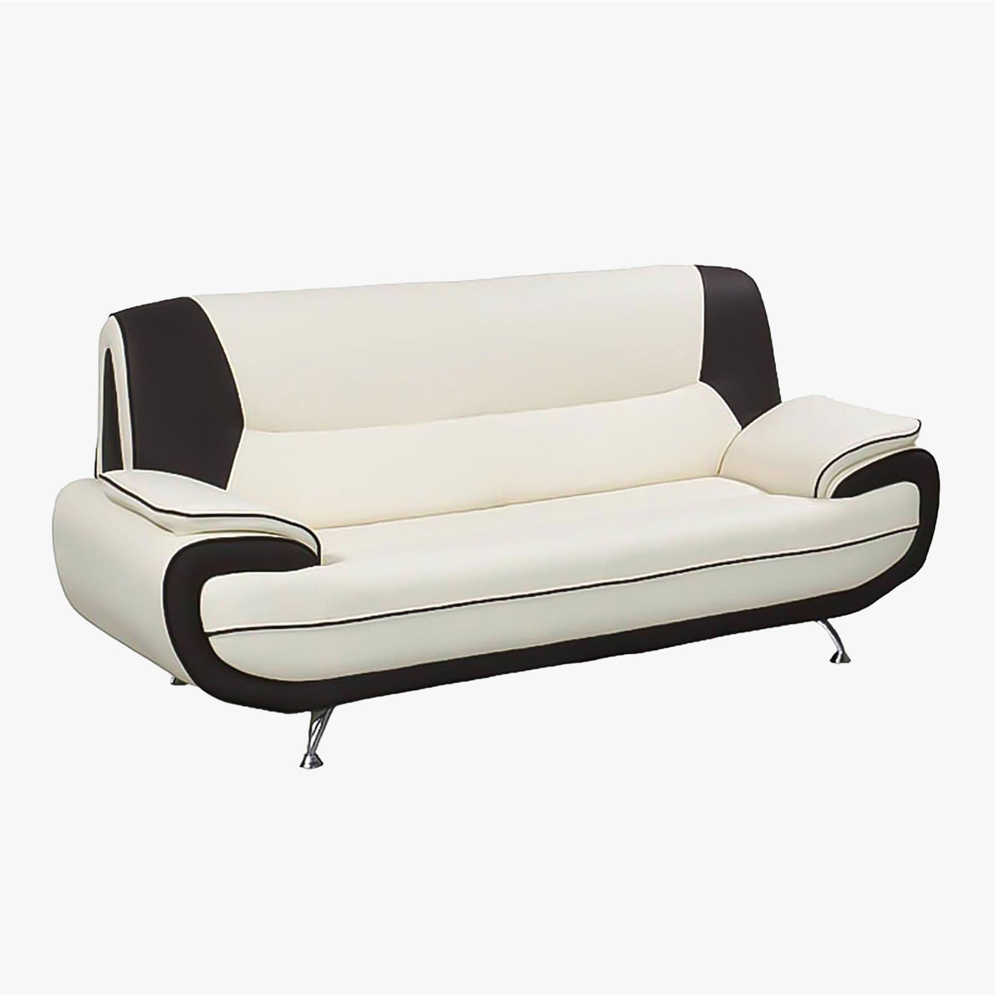 MUZA Ensemble canapé design en simili cuir blanc et noir - Ensemble de canapés - Mobilier Deco