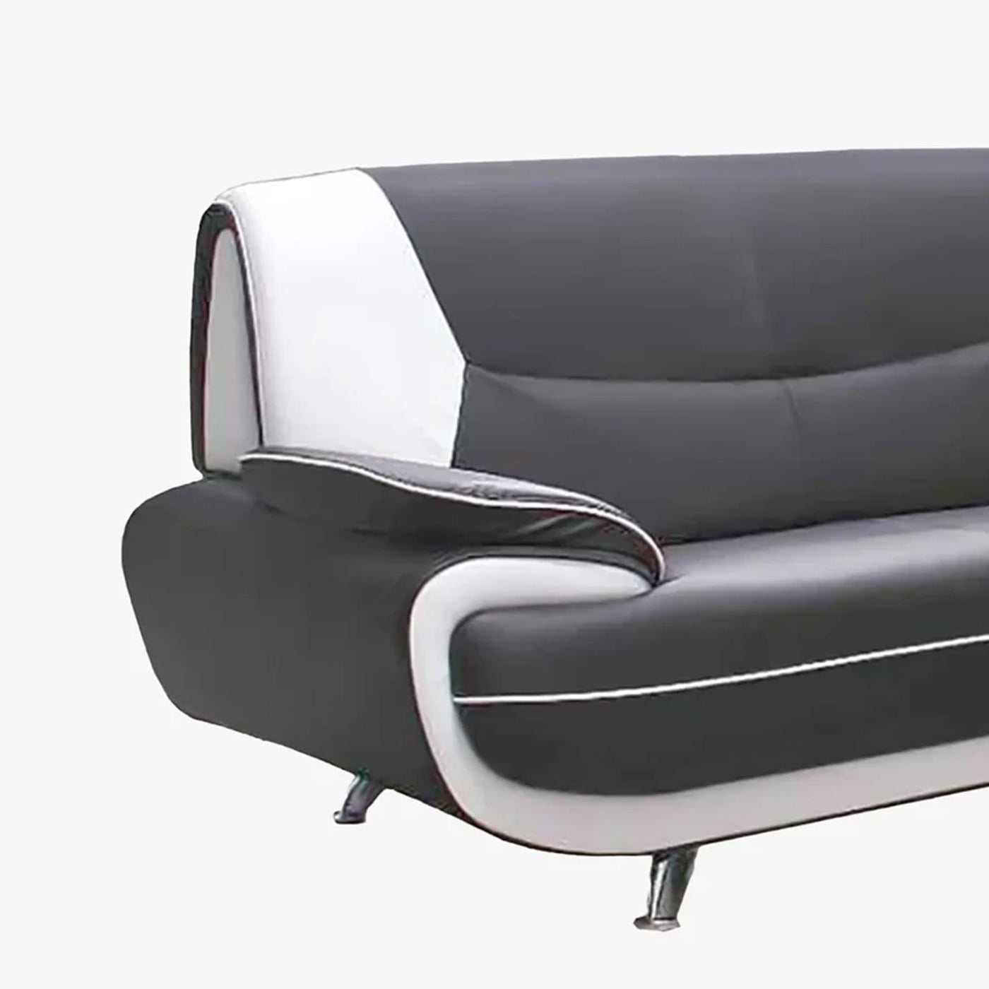 MUZA Ensemble canapé design en simili cuir gris et blanc - Ensemble de canapés - Mobilier Deco