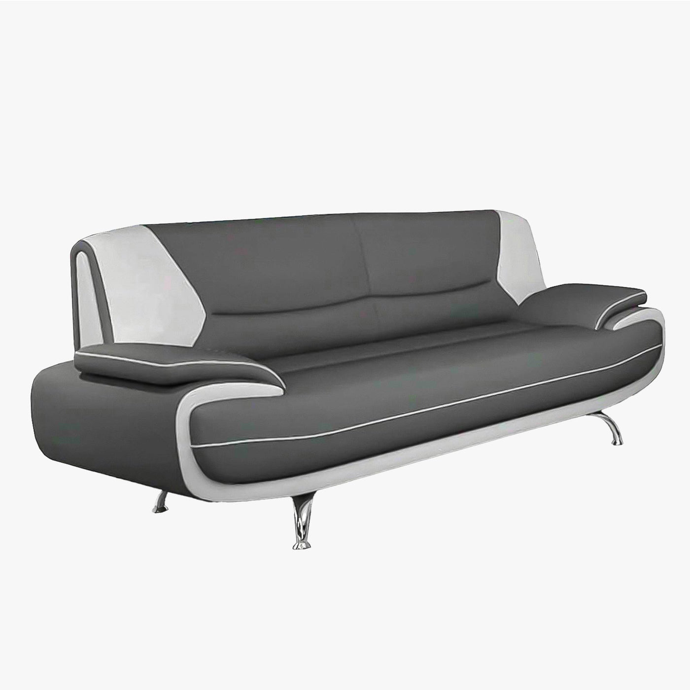 MUZA Ensemble canapé design en simili cuir gris et blanc - Ensemble de canapés - Mobilier Deco