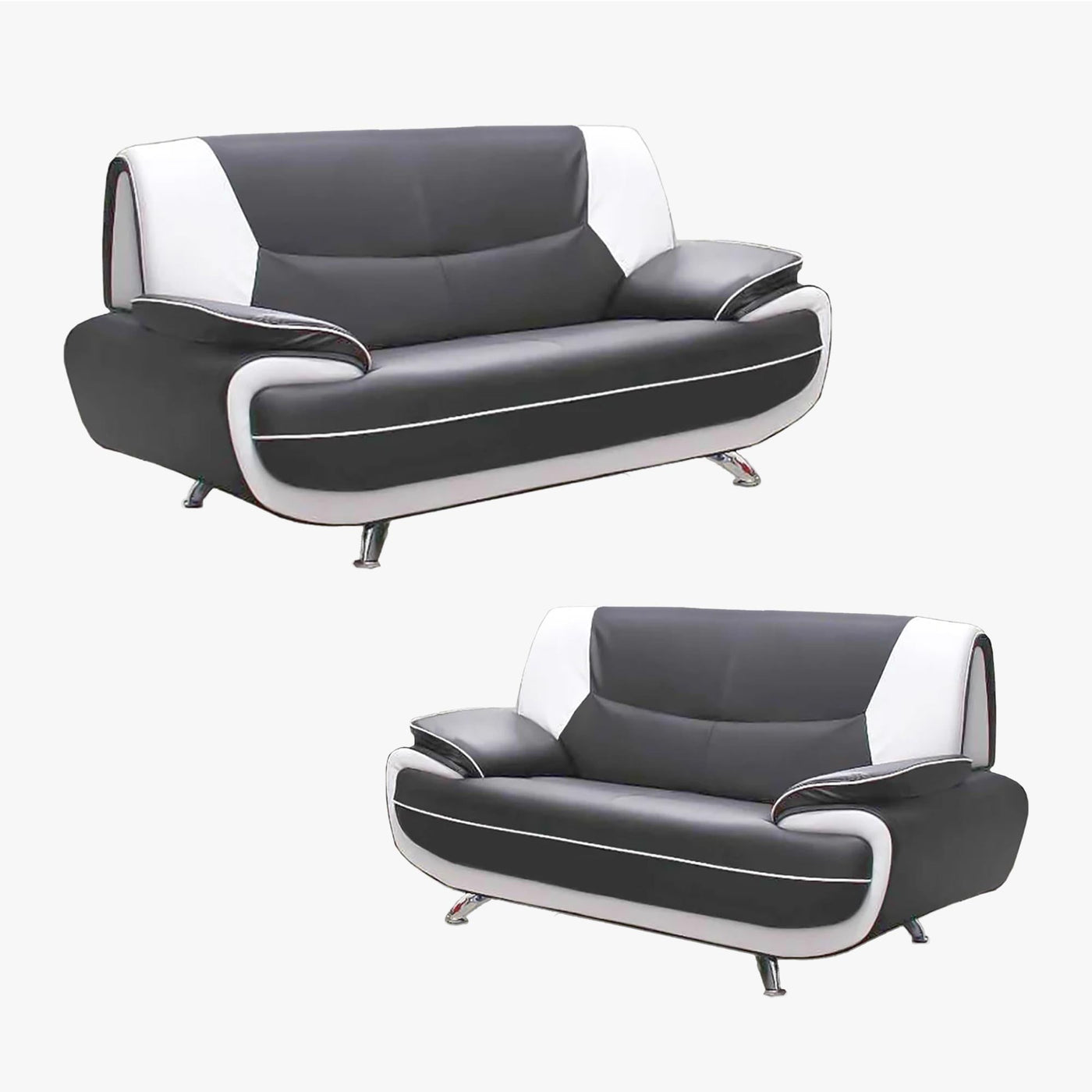MUZA Ensemble canapé design en simili cuir gris et blanc - Ensemble de canapés - Mobilier Deco