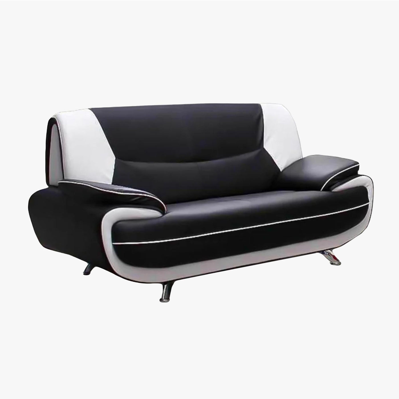 MUZA Ensemble canapé design en simili cuir noir et blanc - Ensemble de canapés - Mobilier Deco