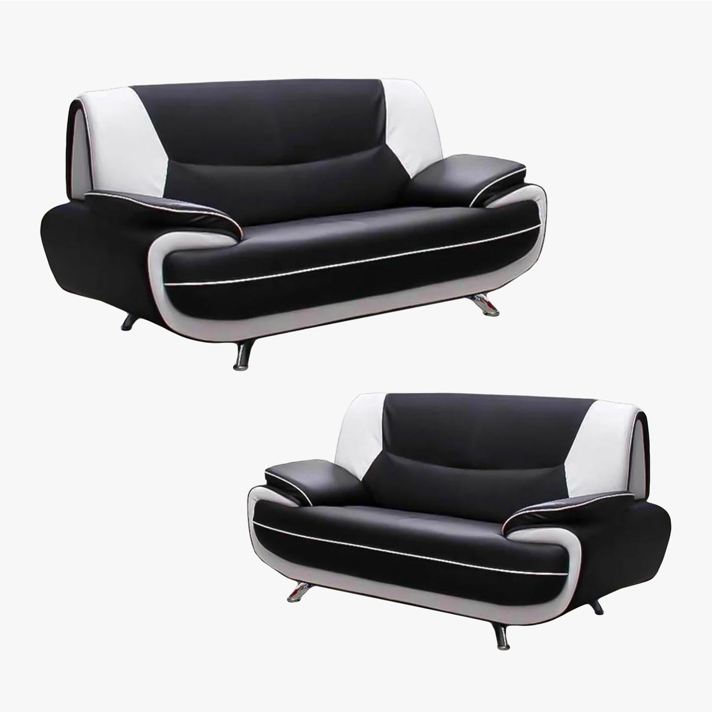 MUZA Ensemble canapé design en simili cuir noir et blanc - Ensemble de canapés - Mobilier Deco