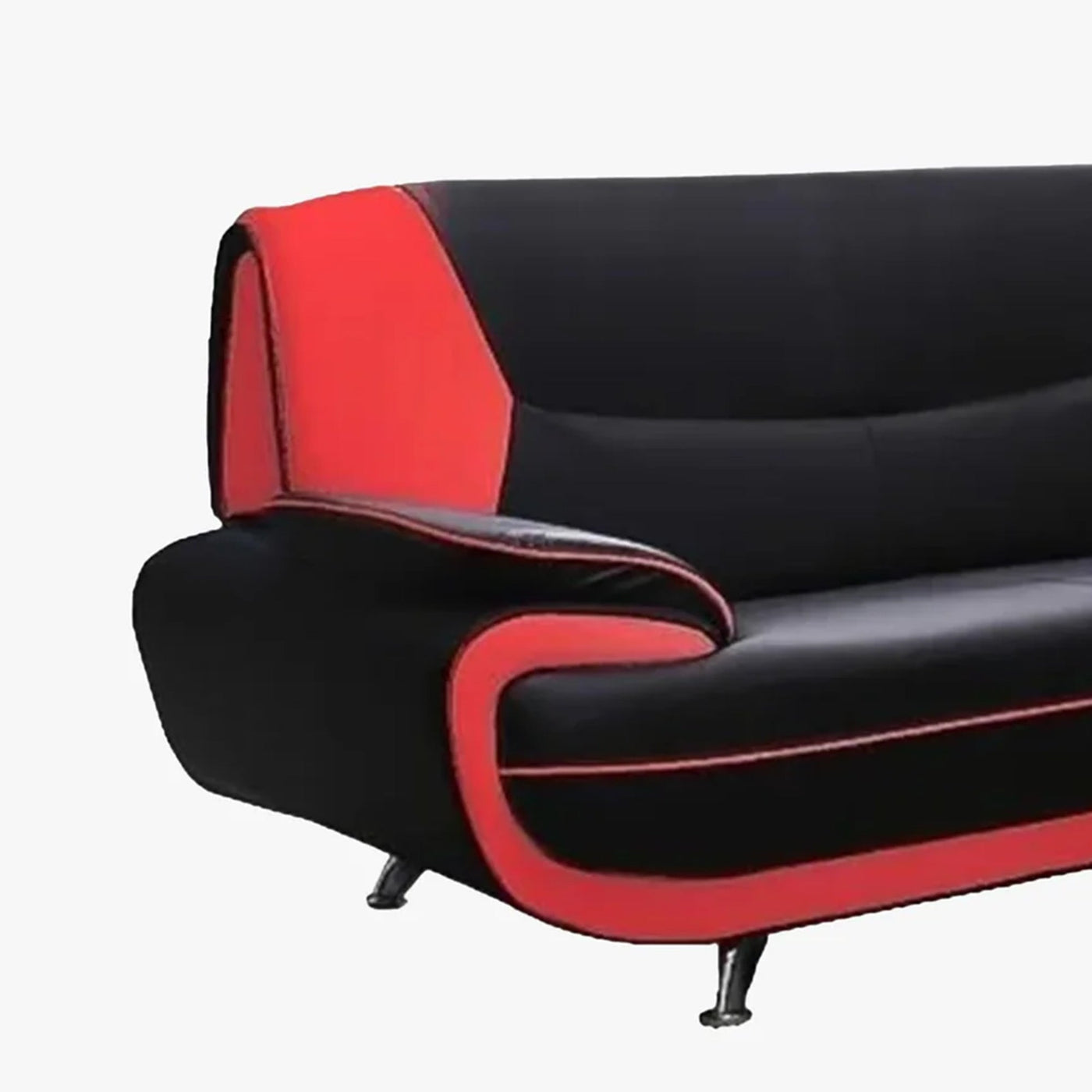 MUZA Ensemble canapé design en simili cuir noir et rouge - Ensemble de canapés - Mobilier Deco