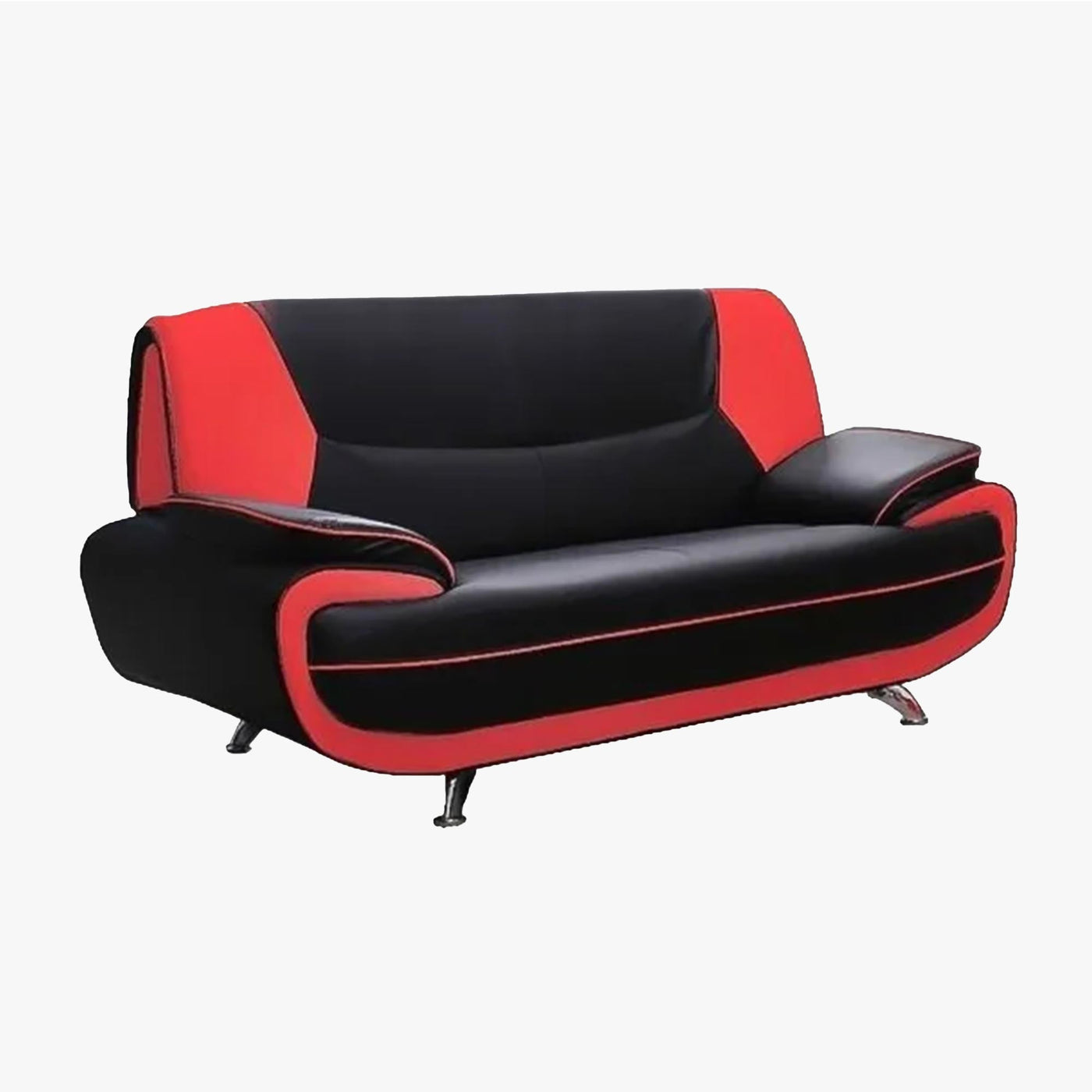 MUZA Ensemble canapé design en simili cuir noir et rouge - Ensemble de canapés - Mobilier Deco