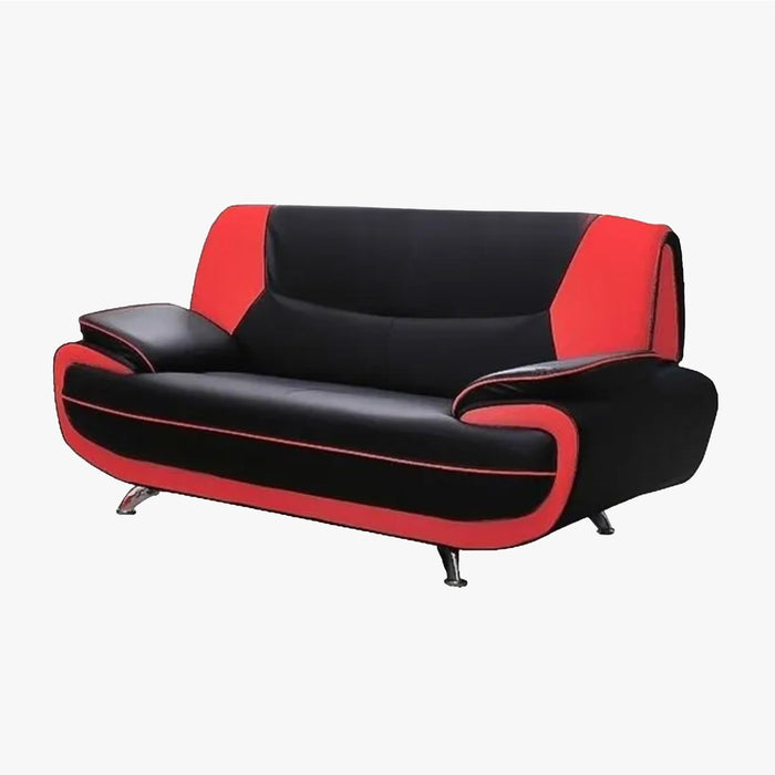 MUZA Ensemble canapé design en simili cuir noir et rouge