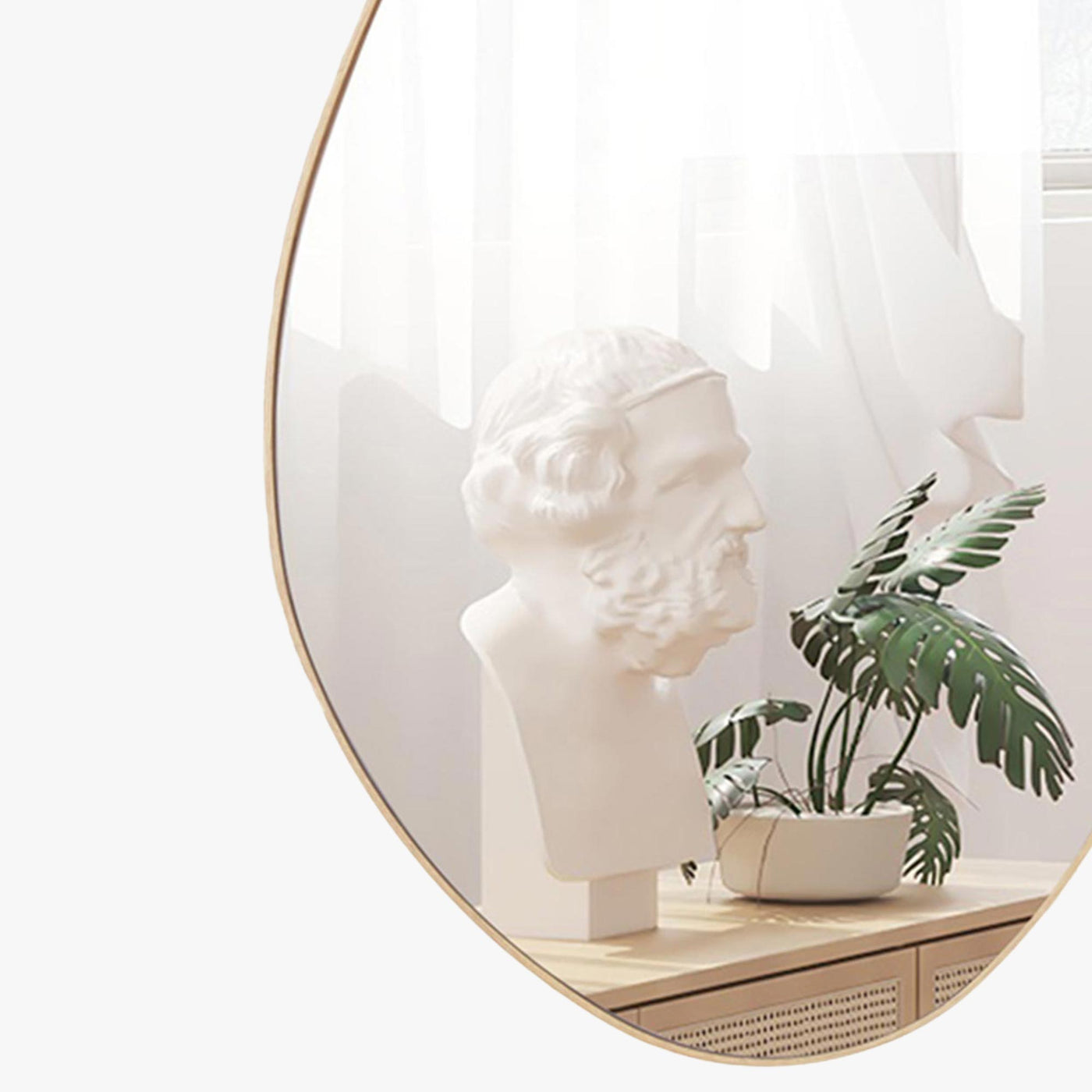 NACIA Miroir mural ovale 80x50 cm couleur chêne vieilli - Miroirs - Mobilier Deco