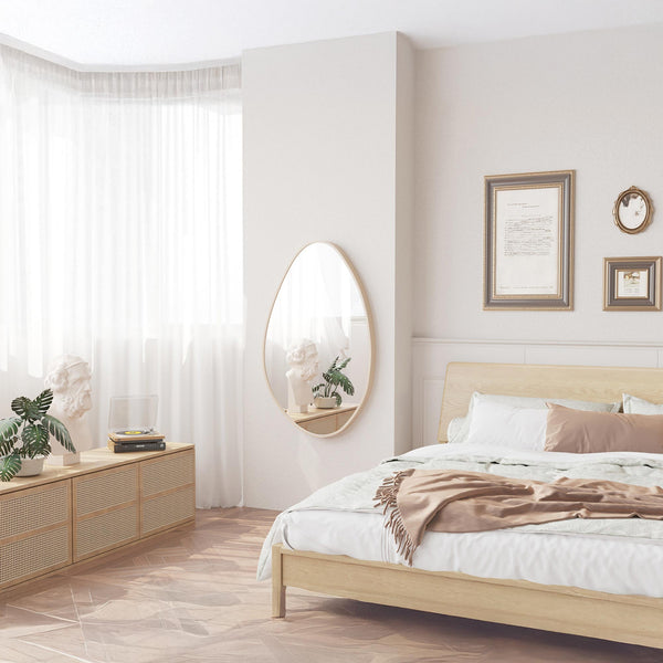 NACIA Miroir mural ovale 80x50 cm couleur chêne vieilli