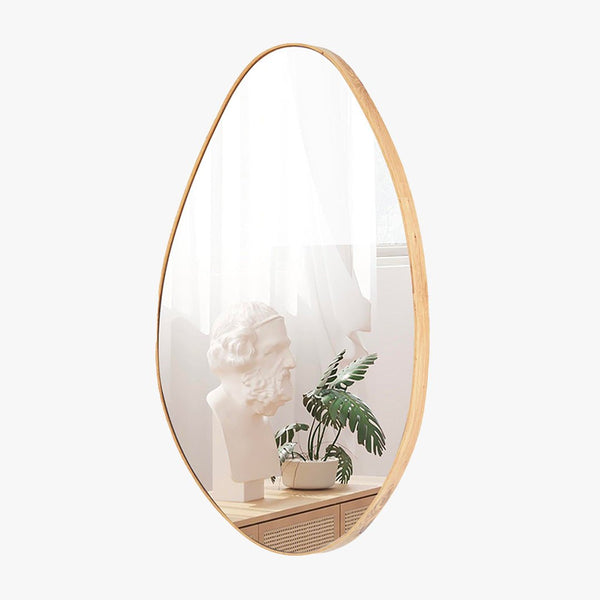 NACIA Miroir mural ovale 80x50 cm couleur chêne vieilli