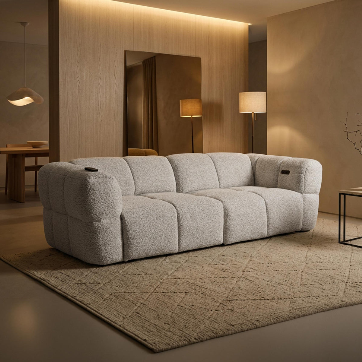 NALA Canapé 3 places relax électrique avec assises coulissantes en tissu beige - Canapé relax - Mobilier Deco