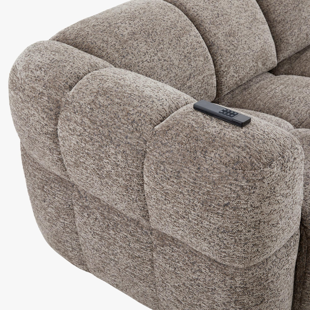 NALA Canapé 3 places relax électrique avec assises coulissantes en tissu taupe - Canapé relax - Mobilier Deco