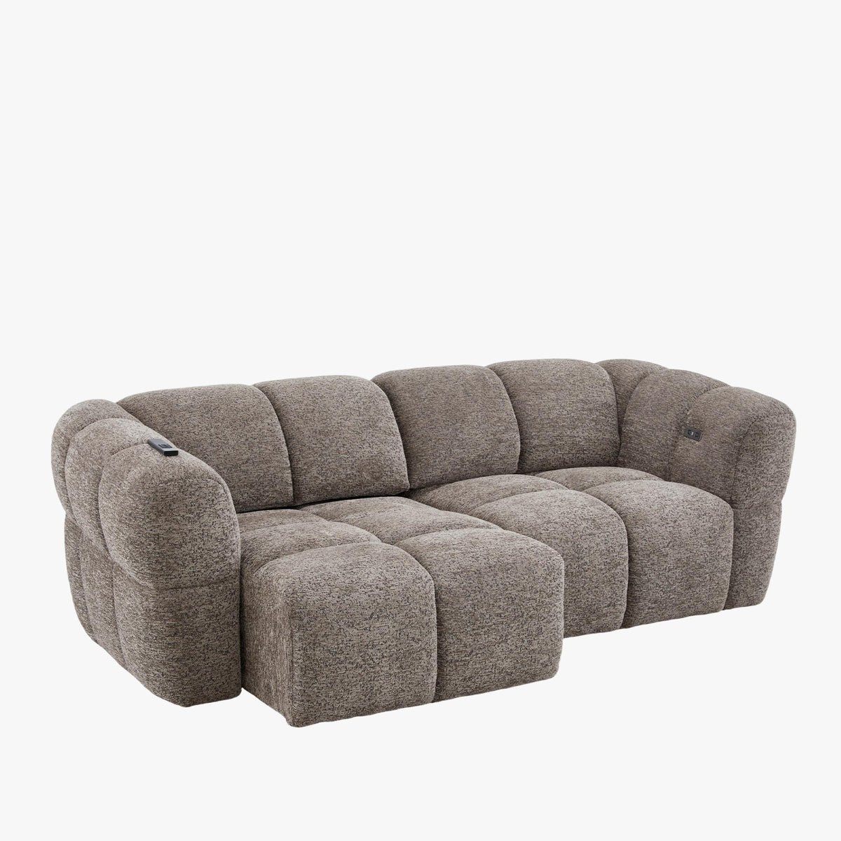 NALA Canapé 3 places relax électrique avec assises coulissantes en tissu taupe - Canapé relax - Mobilier Deco