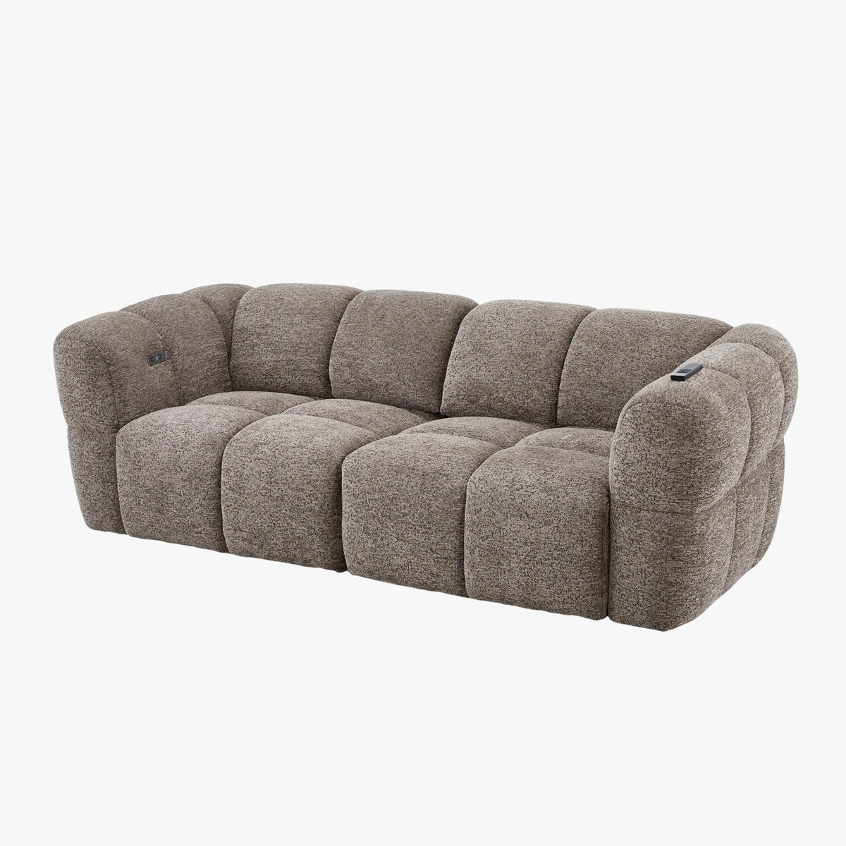NALA Canapé 3 places relax électrique avec assises coulissantes en tissu taupe - Canapé relax - Mobilier Deco