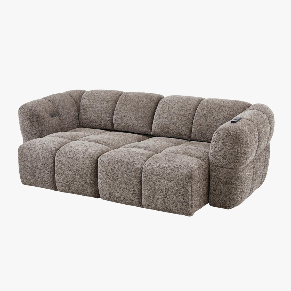 NALA Canapé 3 places relax électrique avec assises coulissantes en tissu taupe - Canapé relax - Mobilier Deco