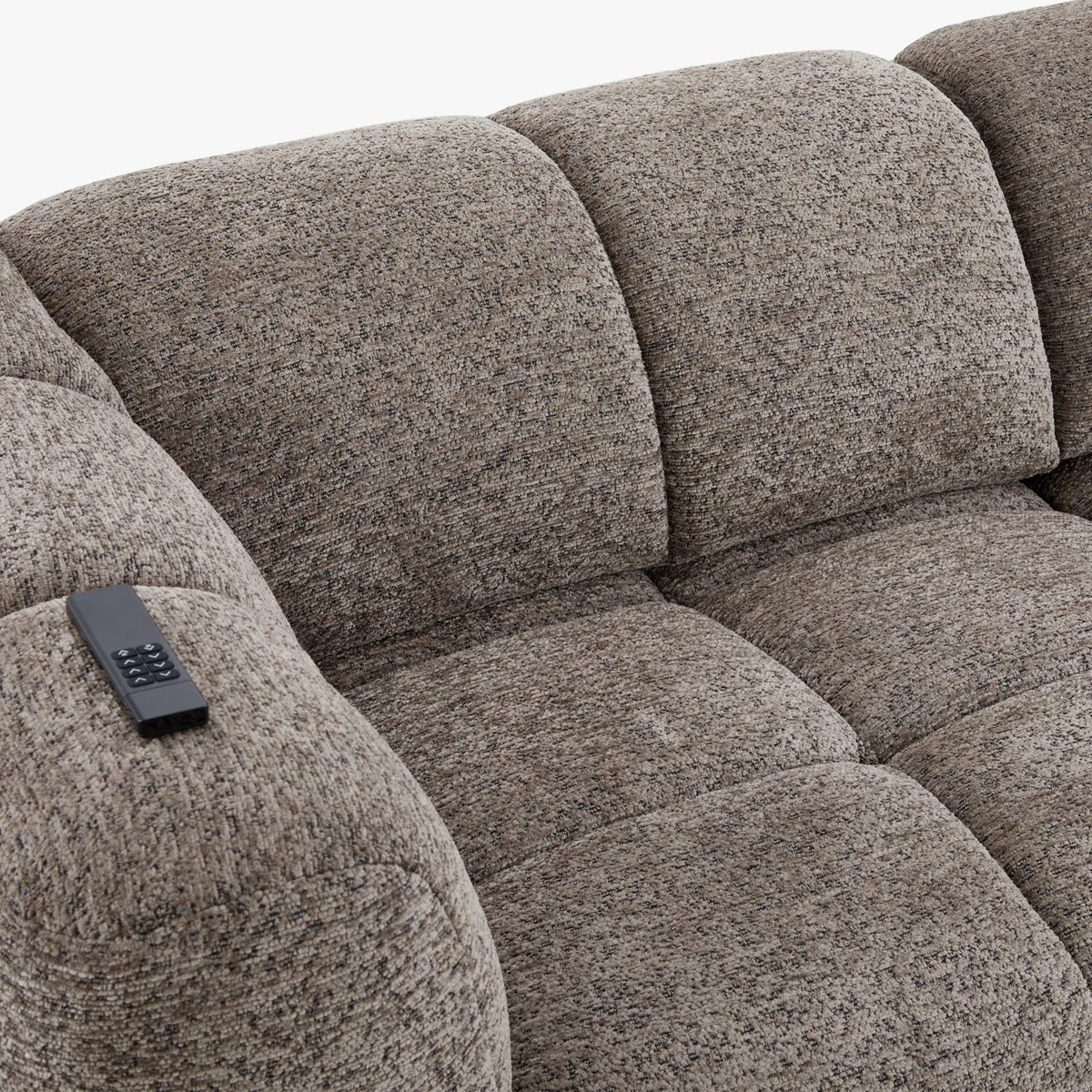 NALA Canapé 3 places relax électrique avec assises coulissantes en tissu taupe - Canapé relax - Mobilier Deco