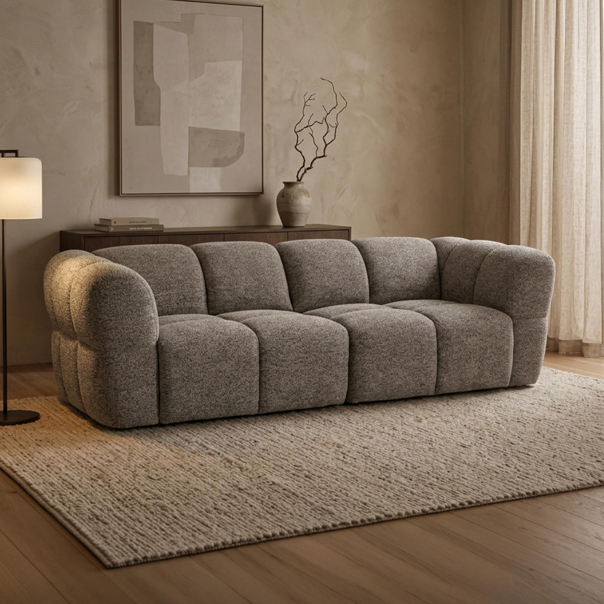 NALA Canapé 3 places relax électrique avec assises coulissantes en tissu taupe - Canapé relax - Mobilier Deco