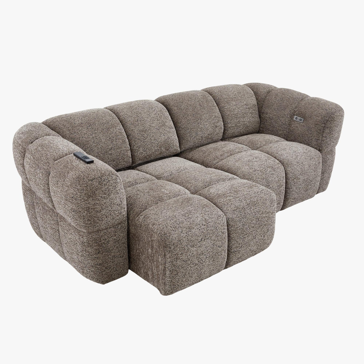 NALA Canapé 3 places relax électrique avec assises coulissantes en tissu taupe - Canapé relax - Mobilier Deco