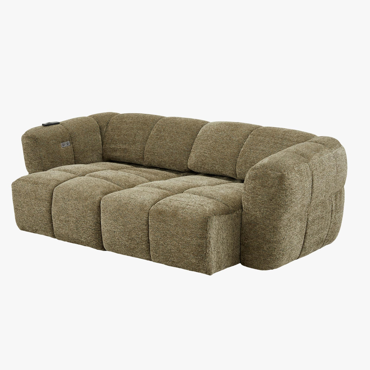 NALA Canapé 3 places relax électrique avec assises coulissantes en tissu vert - Canapé relax - Mobilier Deco