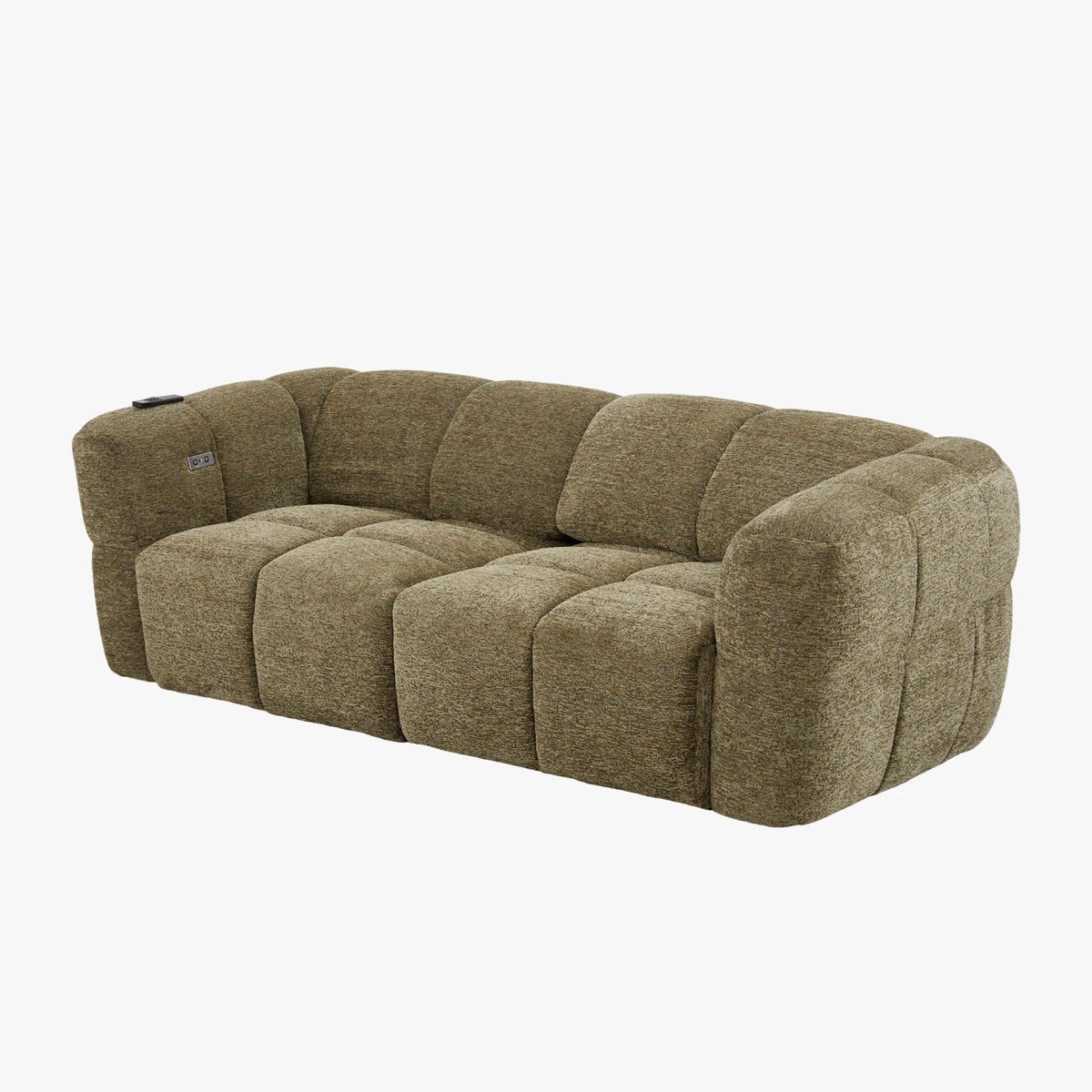 NALA Canapé 3 places relax électrique avec assises coulissantes en tissu vert - Canapé relax - Mobilier Deco