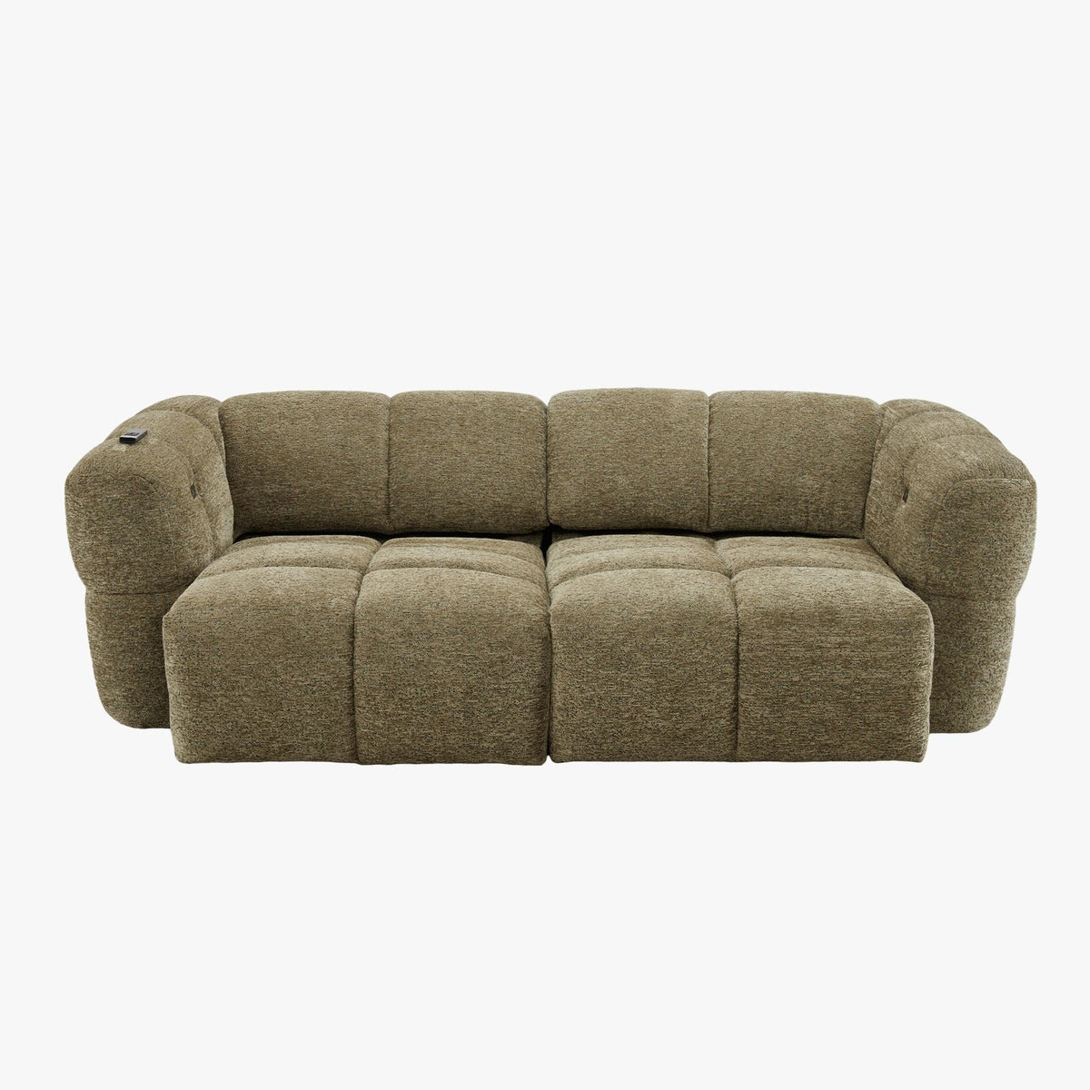 NALA Canapé 3 places relax électrique avec assises coulissantes en tissu vert - Canapé relax - Mobilier Deco