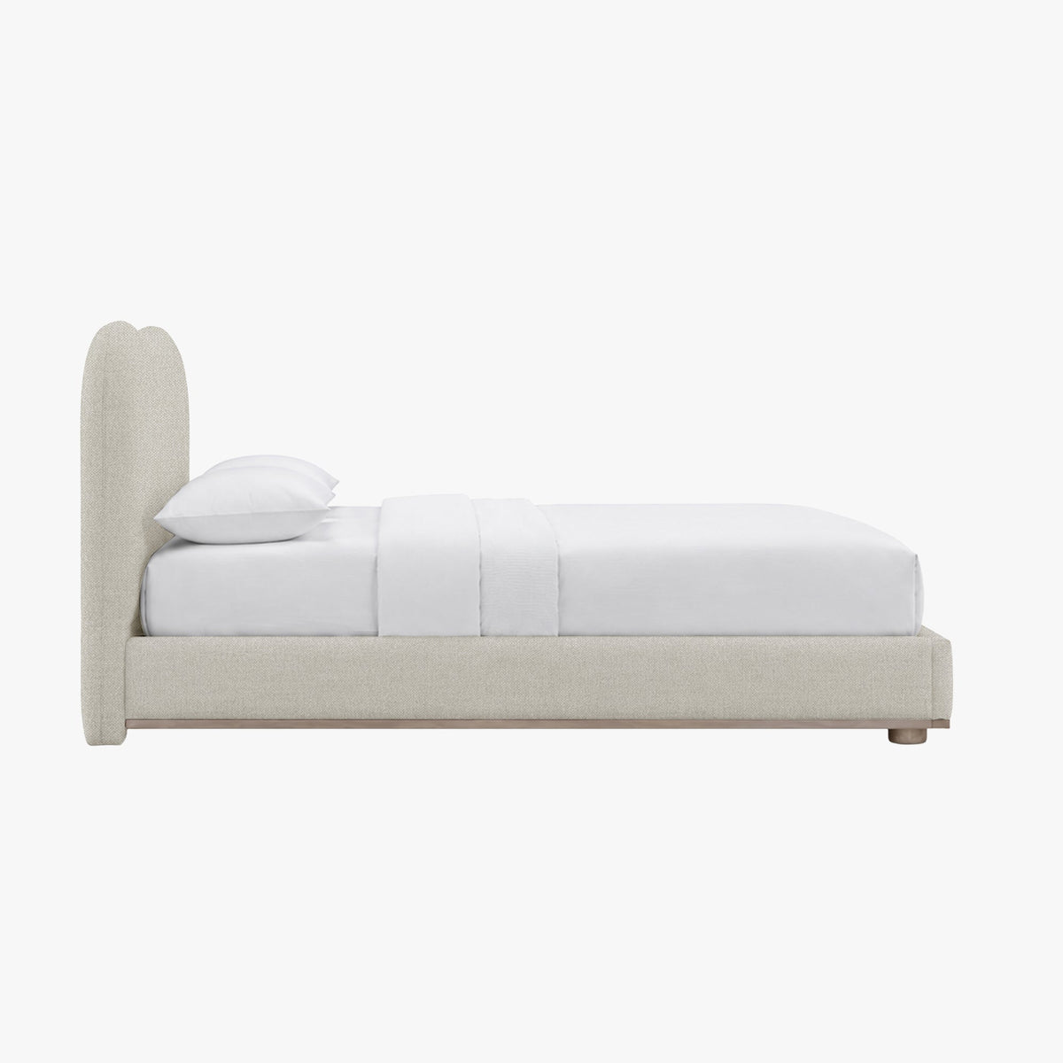 NALY Lit double en tissu beige et bois clair 140x190 cm - Lits - Mobilier Deco