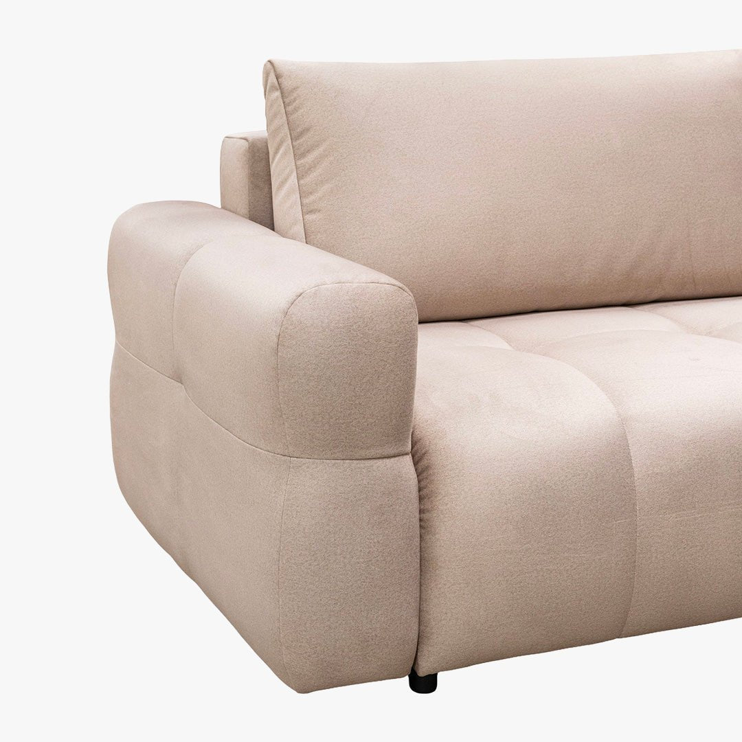 NAOMI Canapé 3 places convertible avec coffre en tissu beige - Canapés convertibles - Mobilier Deco