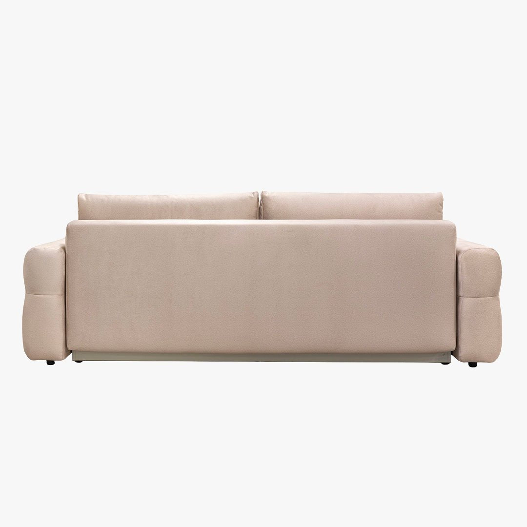 NAOMI Canapé 3 places convertible avec coffre en tissu beige - Canapés convertibles - Mobilier Deco