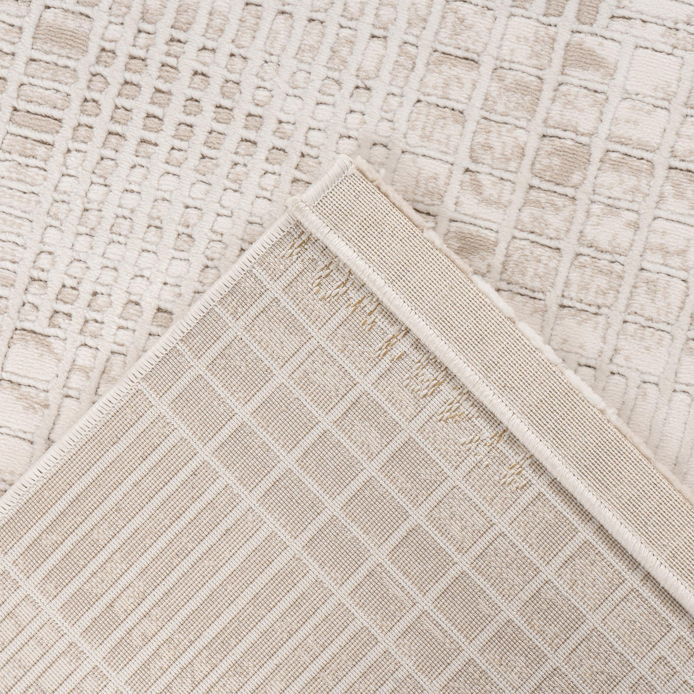 NAPOLI Tapis en tissu texturé beige - 160x230 cm - Tapis - Mobilier Deco