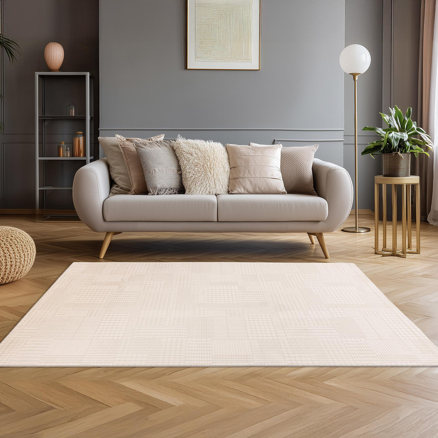 NAPOLI Tapis en tissu texturé blanc écru - 160x230 cm - Tapis - Mobilier Deco