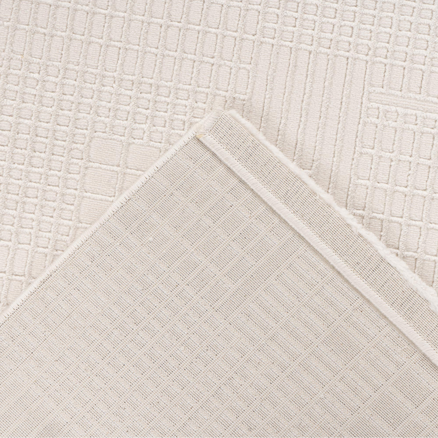 NAPOLI Tapis en tissu texturé blanc écru - 160x230 cm - Tapis - Mobilier Deco