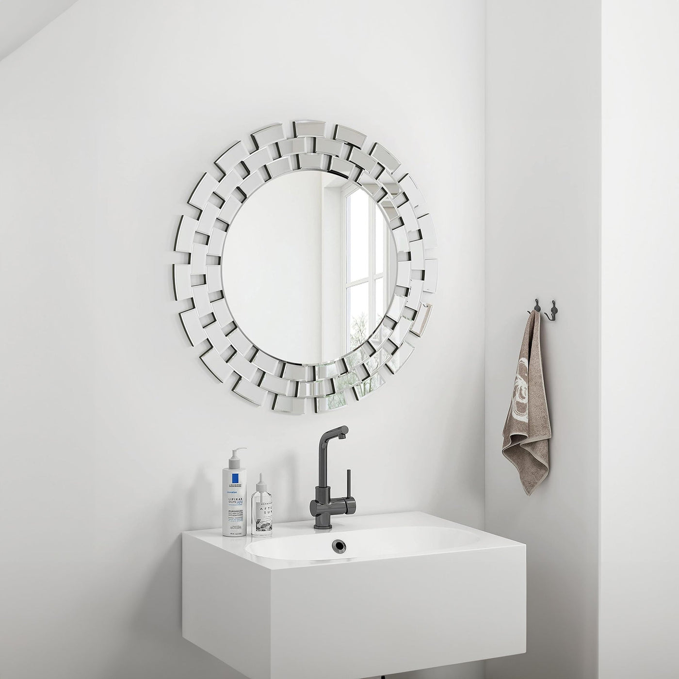 NARA Miroir mural rond design 90 cm - Miroirs - Mobilier Deco