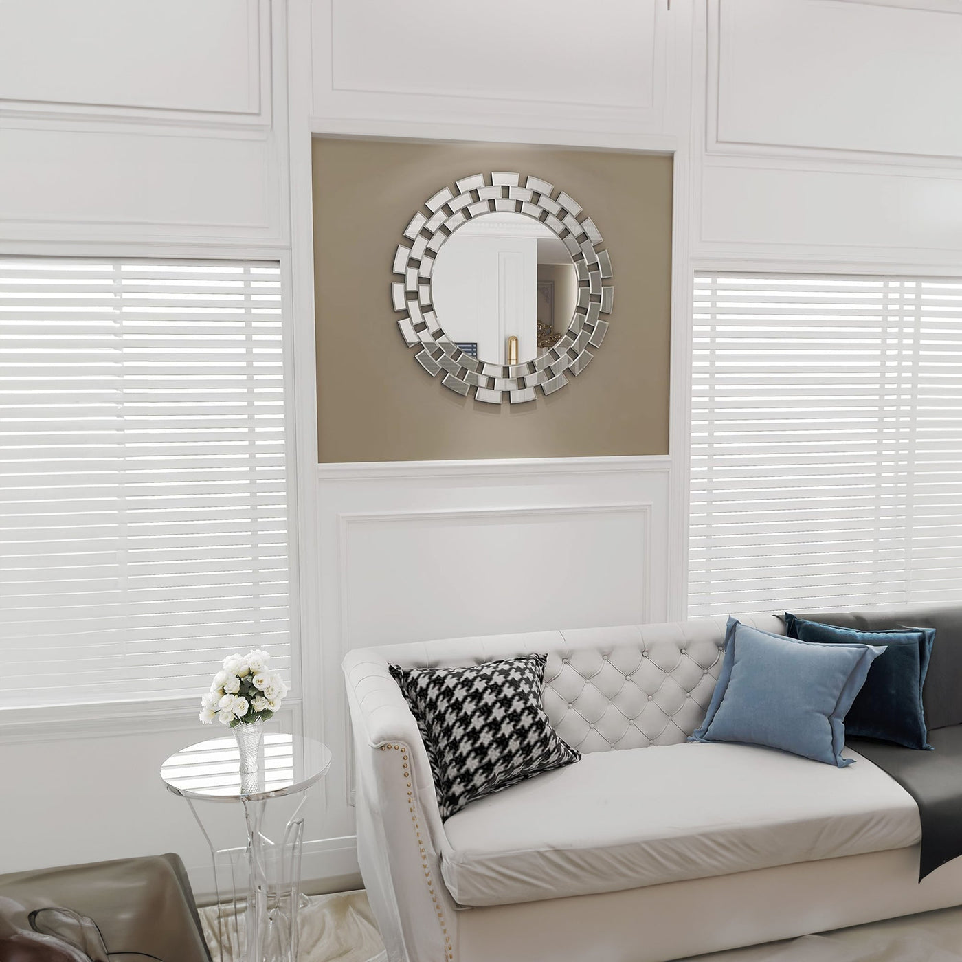 NARA Miroir mural rond design 90 cm - Miroirs - Mobilier Deco