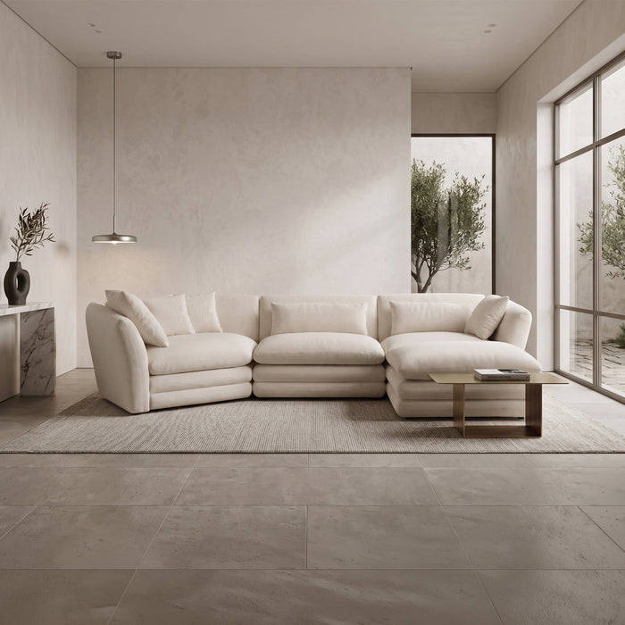 NATALIA Canapé d'angle modulable et réversible en tissu beige
