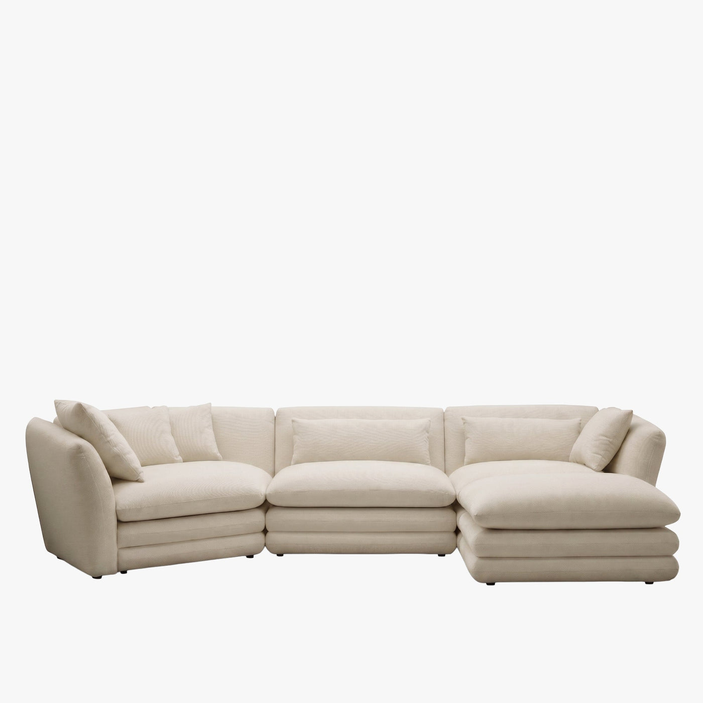 NATALIA Canapé d'angle modulable et réversible en tissu beige - Canapés d'angle - Mobilier Deco