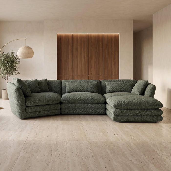 NATALIA Canapé d'angle modulable et réversible en tissu vert