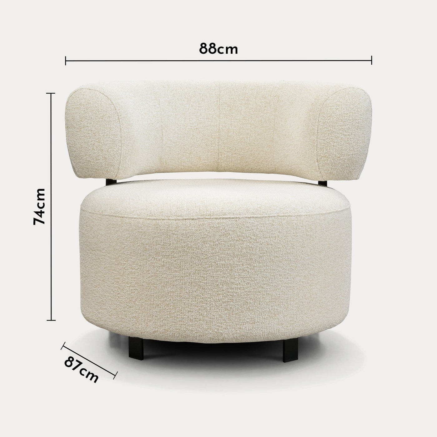 NAYA Fauteuil design en tissu beige et métal noir - Fauteuils - Mobilier Deco