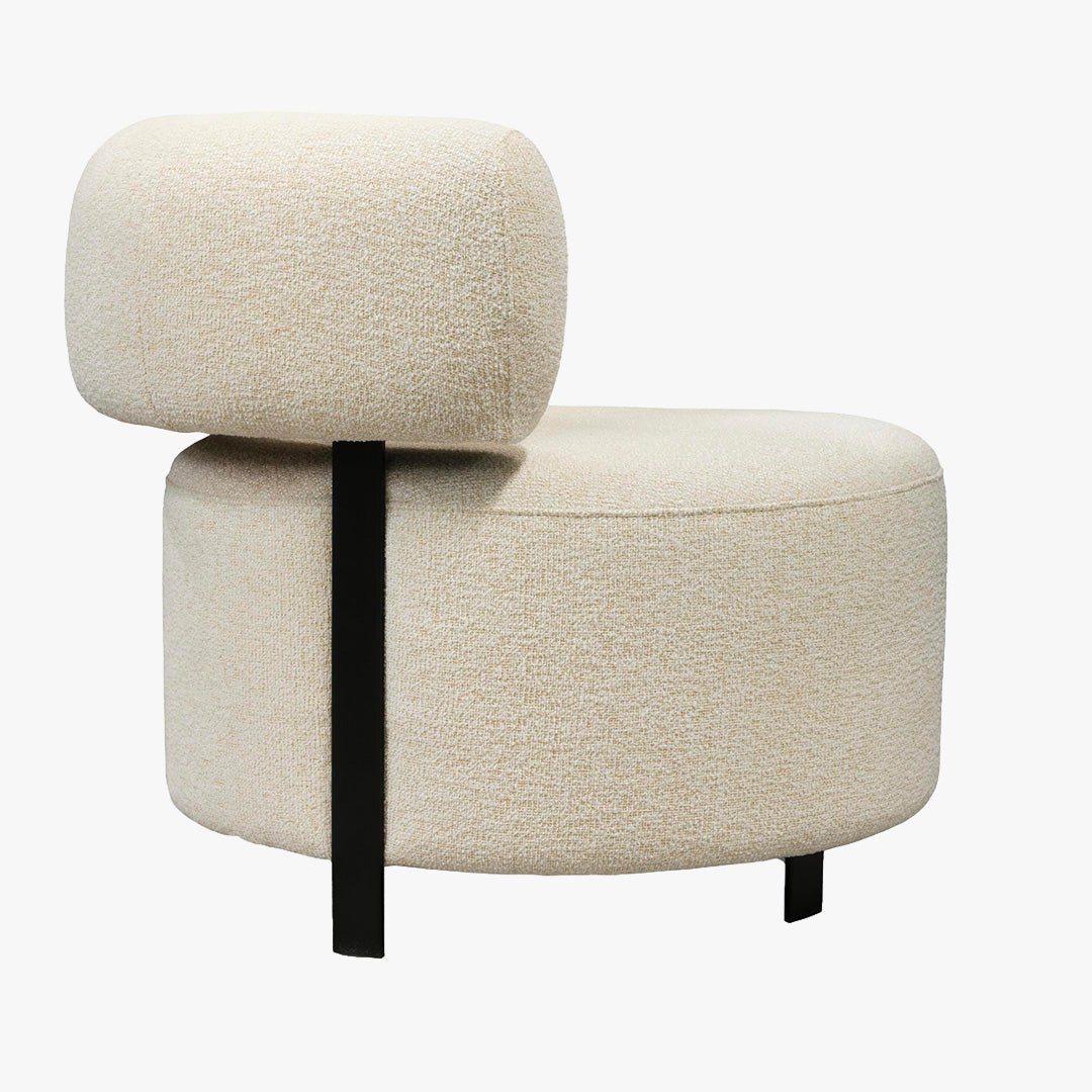 NAYA Fauteuil design en tissu beige et métal noir - Fauteuils - Mobilier Deco