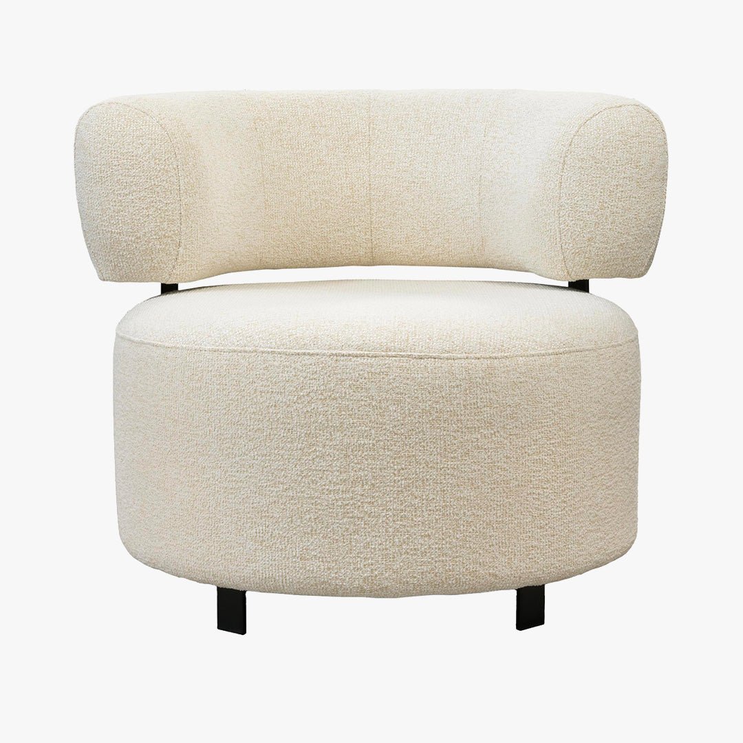 NAYA Fauteuil design en tissu beige et métal noir - Fauteuils - Mobilier Deco