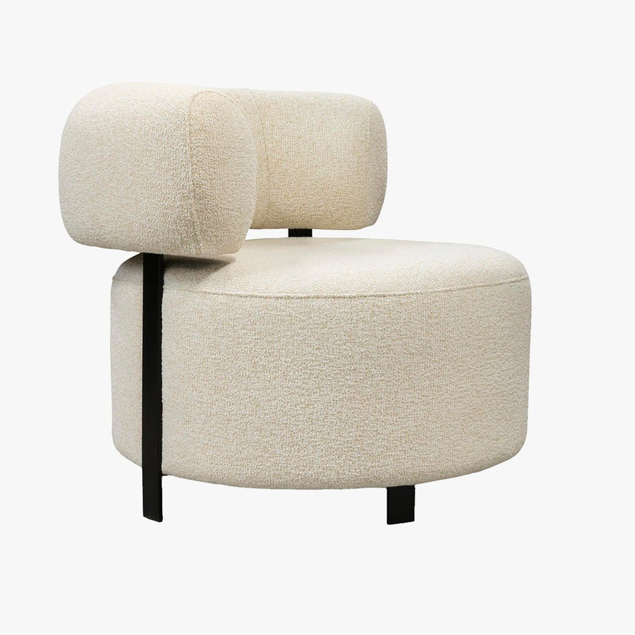 NAYA Fauteuil design en tissu beige et métal noir — aperçu vidéo
