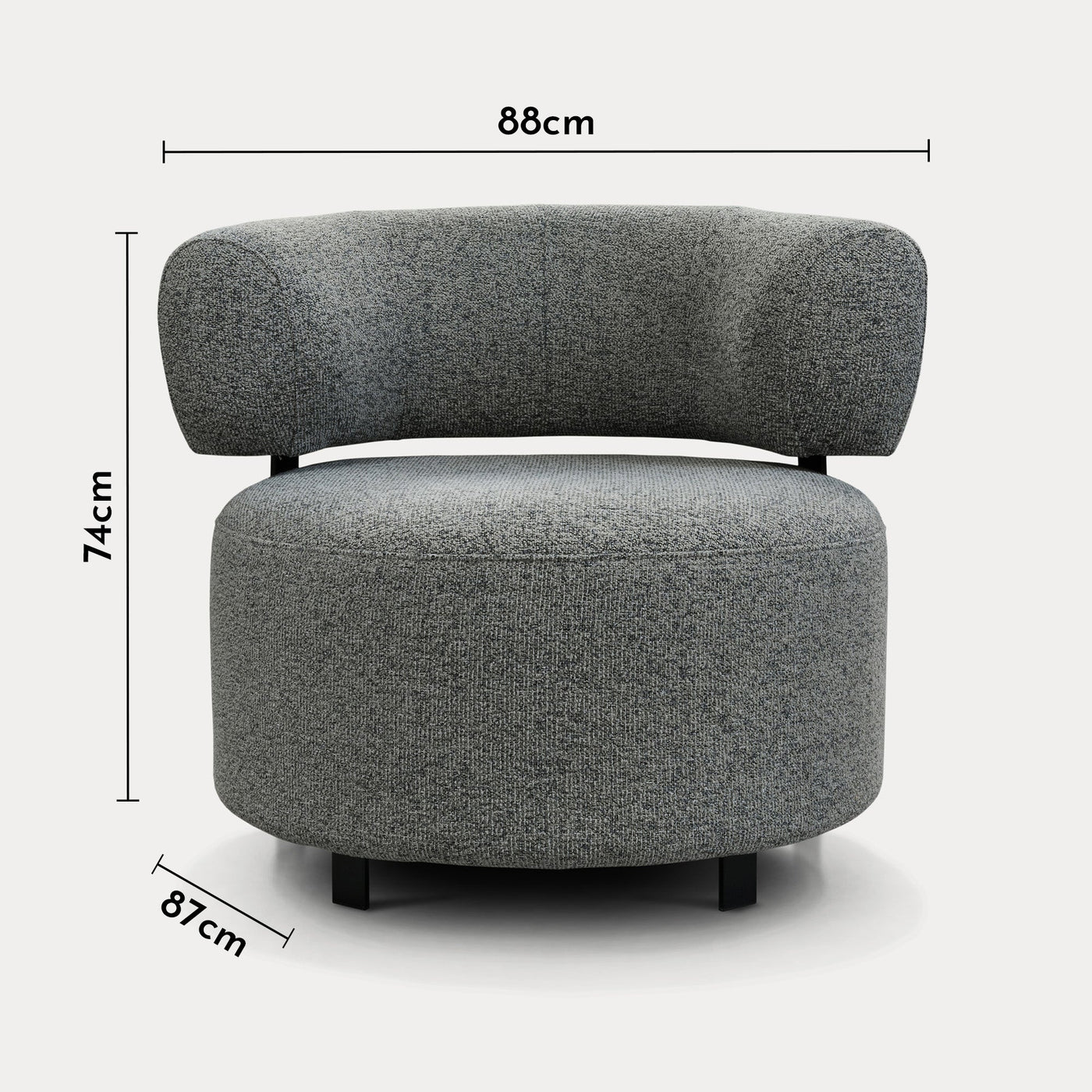 NAYA Fauteuil design en tissu gris et métal noir - Fauteuils - Mobilier Deco