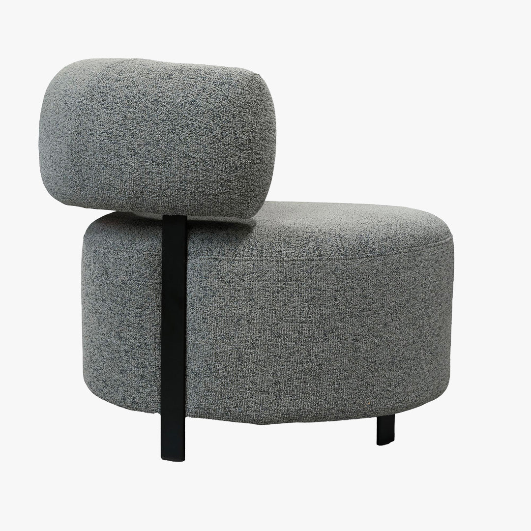 NAYA Fauteuil design en tissu gris et métal noir - Fauteuils - Mobilier Deco