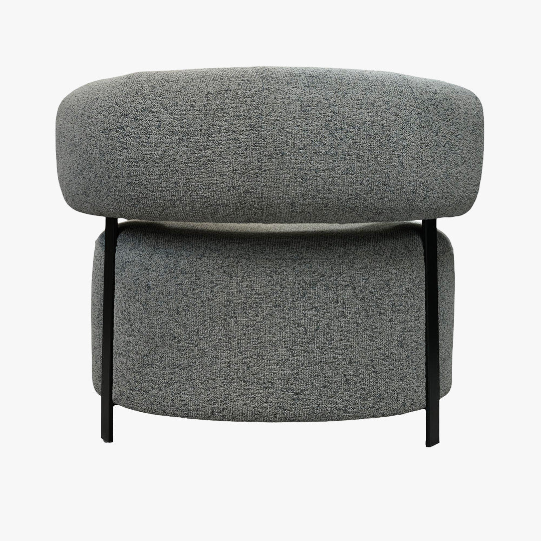 NAYA Fauteuil design en tissu gris et métal noir - Fauteuils - Mobilier Deco