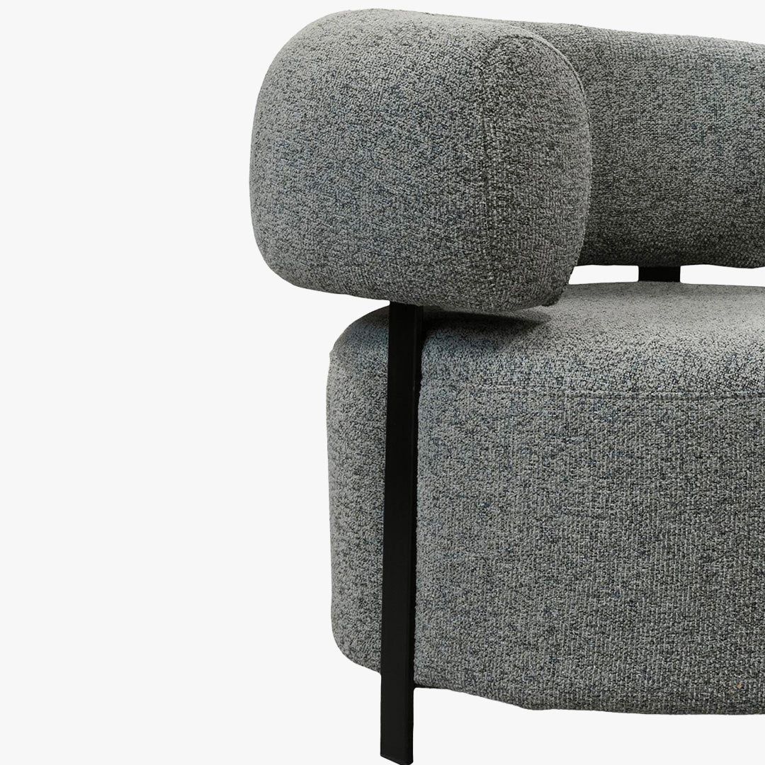 NAYA Fauteuil design en tissu gris et métal noir - Fauteuils - Mobilier Deco