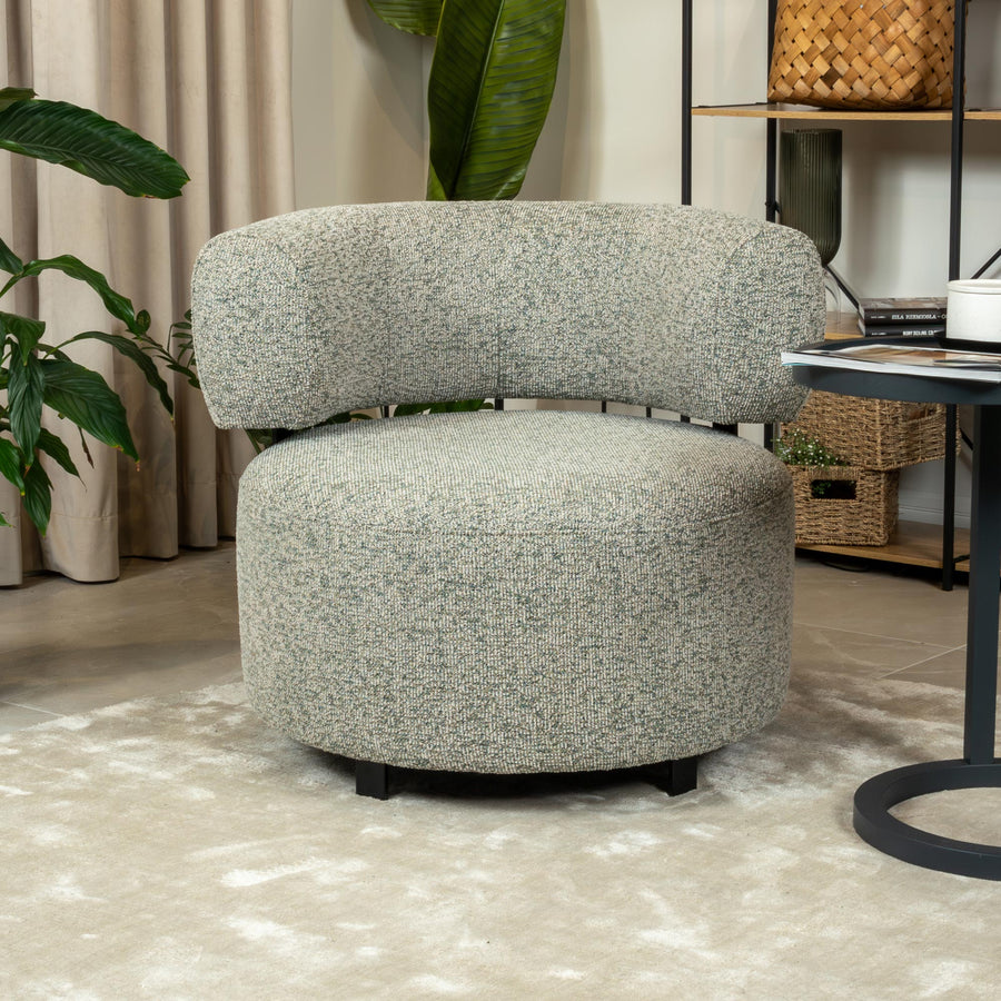 NAYA Fauteuil design en tissu vert et métal noir — aperçu vidéo