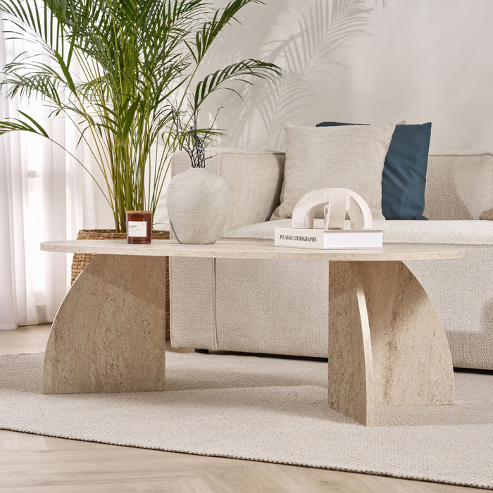 NAYALI Table basse ovale beige 120 cm