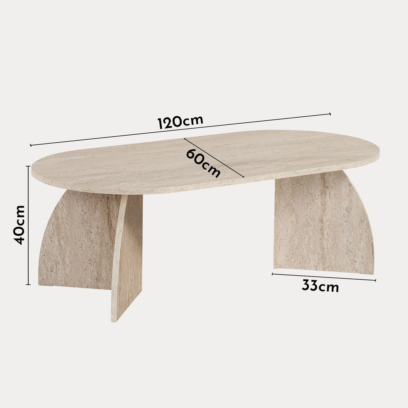 NAYALI Table basse ovale beige 120 cm - Table basse - Mobilier Deco