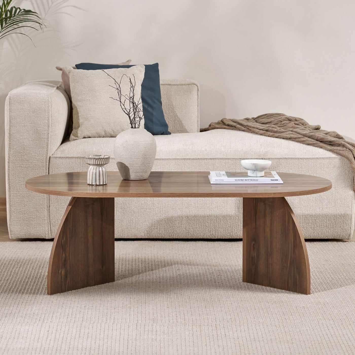 NAYALI Table basse ovale couleur bois foncé 120 cm - Table basse - Mobilier Deco