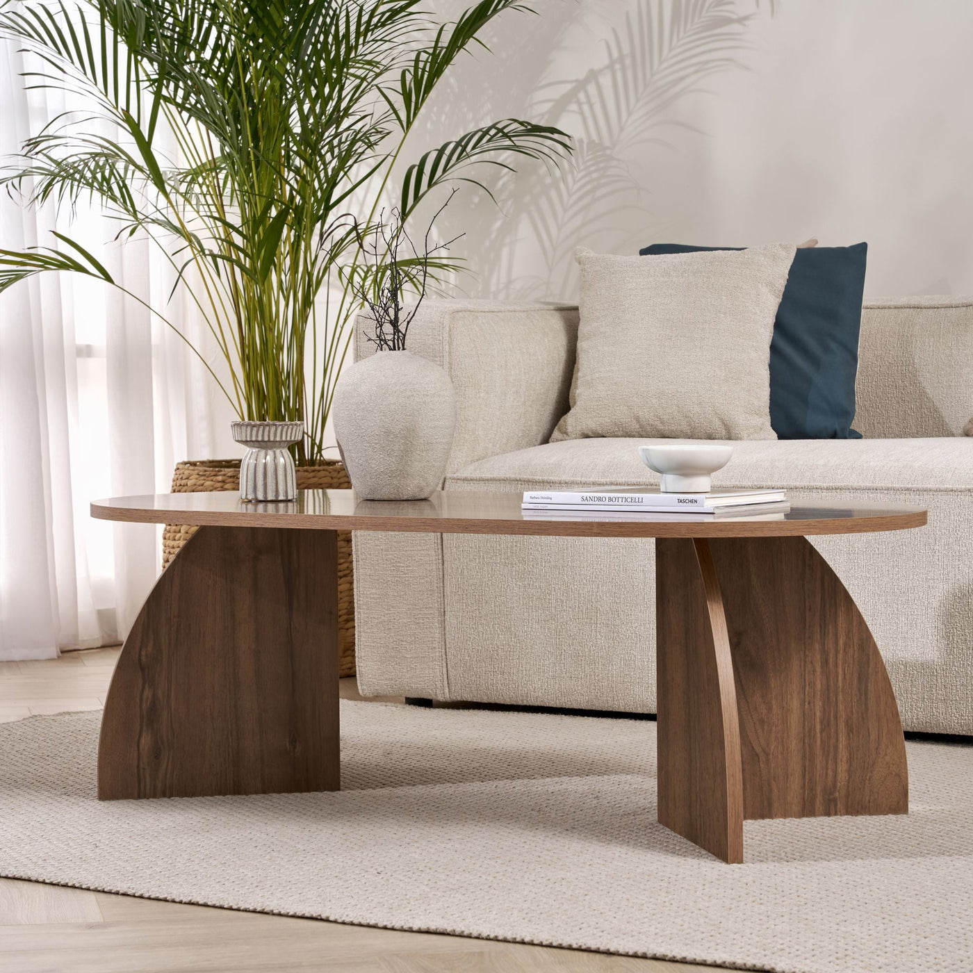 NAYALI Table basse ovale couleur bois foncé 120 cm - Table basse - Mobilier Deco