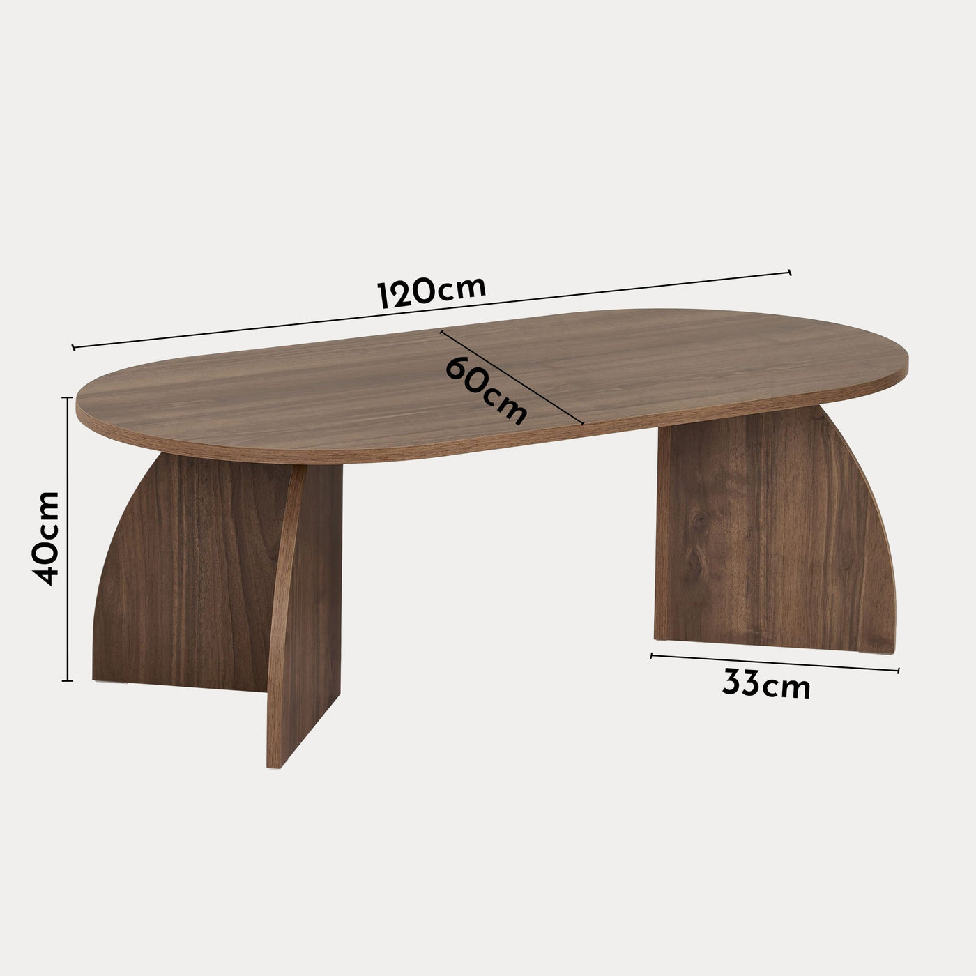 NAYALI Table basse ovale couleur bois foncé 120 cm - Table basse - Mobilier Deco