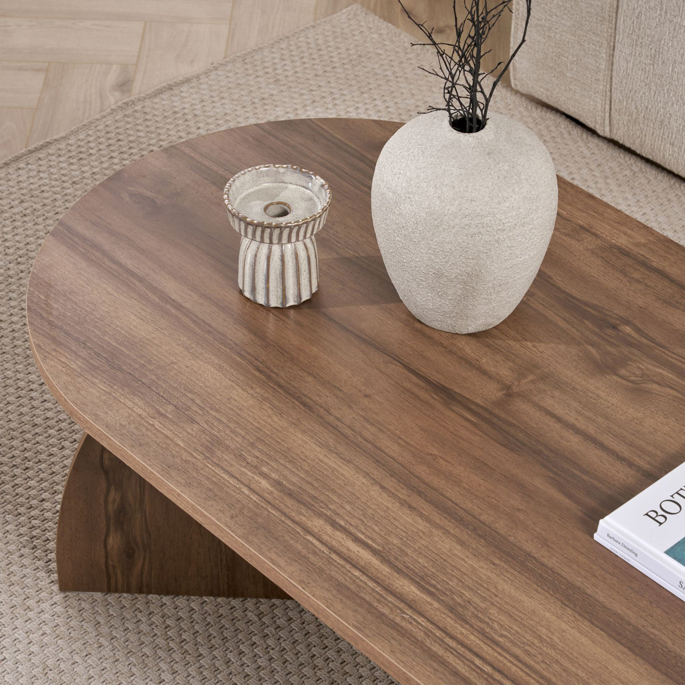 NAYALI Table basse ovale couleur bois foncé 120 cm - Table basse - Mobilier Deco