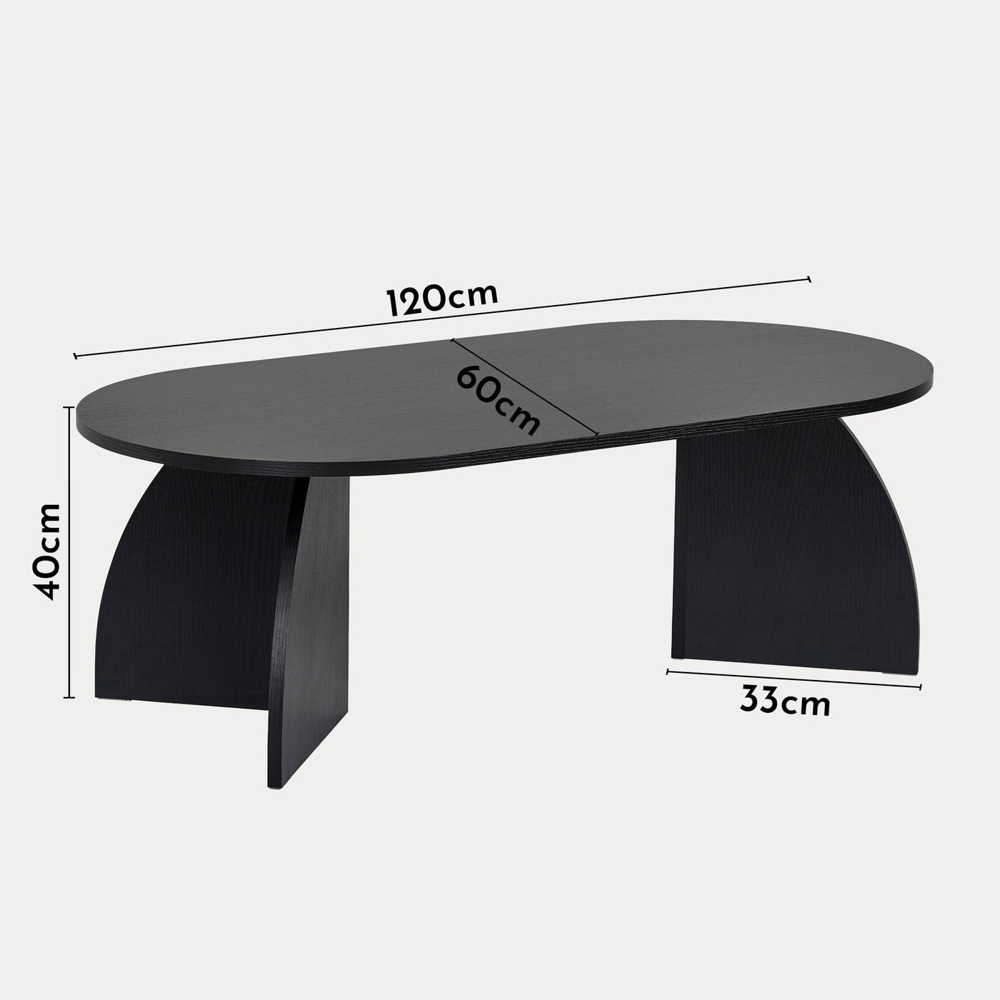 NAYALI Table basse ovale couleur bois noir 120 cm - Table basse - Mobilier Deco